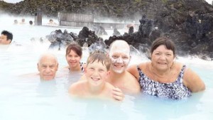 The family gets geo-thermal at the Blue Lagoon